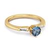 London Blue Topaz Three Stone Ring - 925 Sterling Silver Gold Vermeil