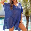 Plus Size Summer Women's Beach Cover Up Hollow Out Knit Sweater Beach Holiday Bikini Sunwear