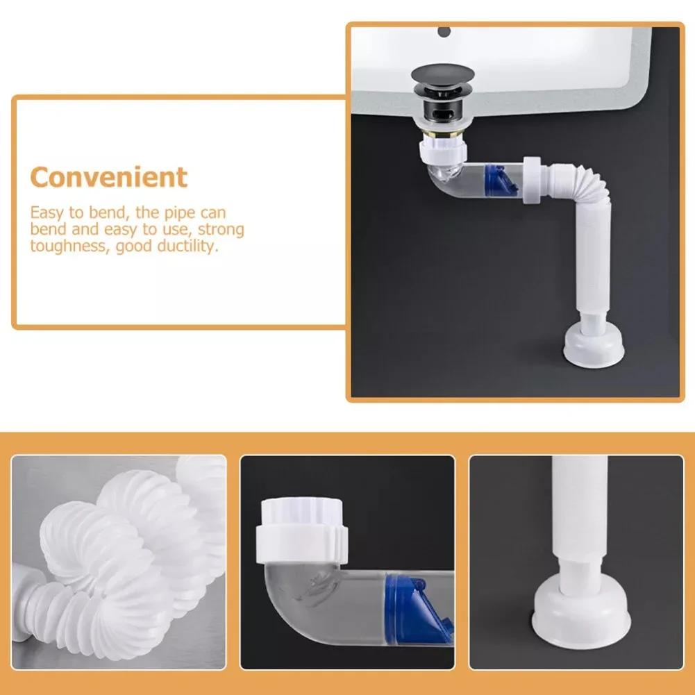 Гибкая дезодорирующая сливная труба для раковины, шланг против запаха, аксессуары для сливной трубы для раковины 41,50x10,15x3,65 см