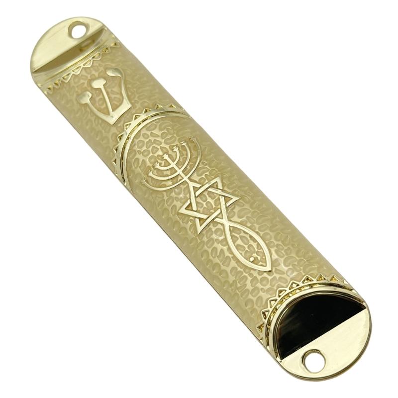 Metal Mezuzah Case with Messianic Seal for Hebrew Home Blessing Jewish Gift