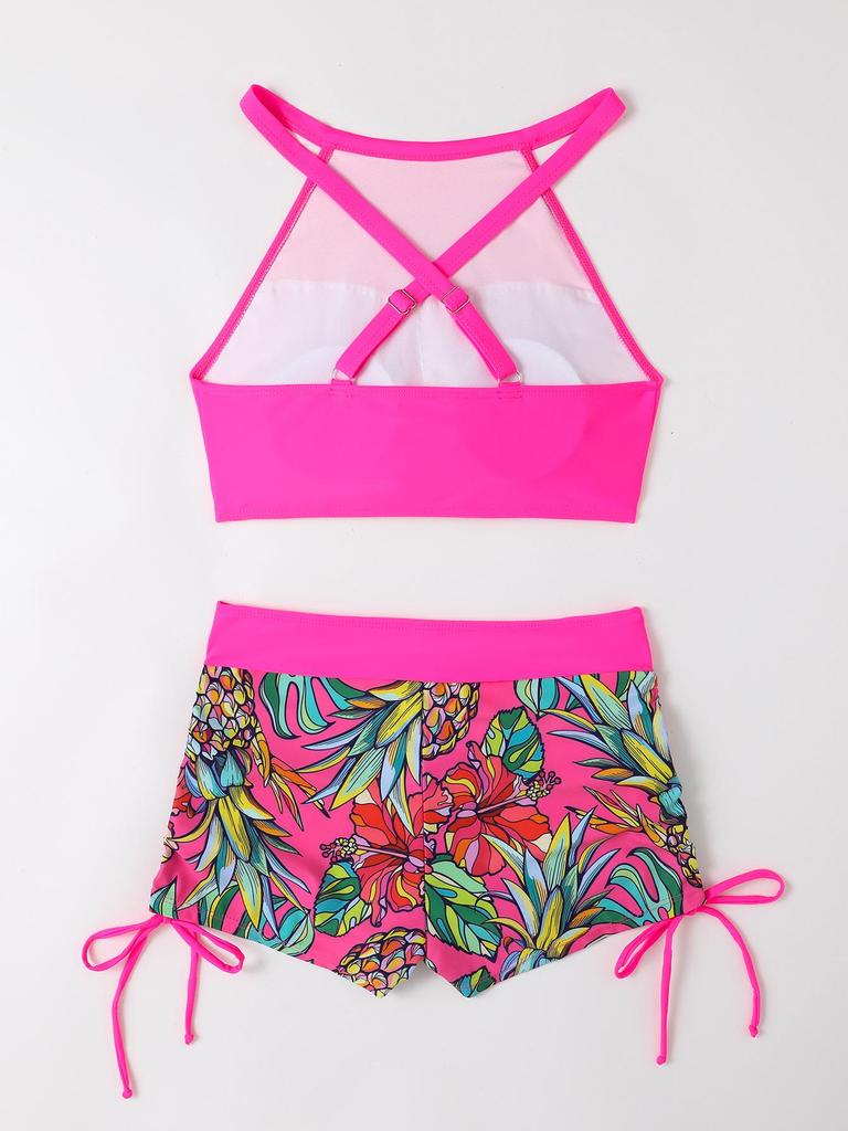 Европейское и американское спортивное бикини: Сексуальный кроп-топ-бандо с элегантной спинкой и раздельным дизайном купальника