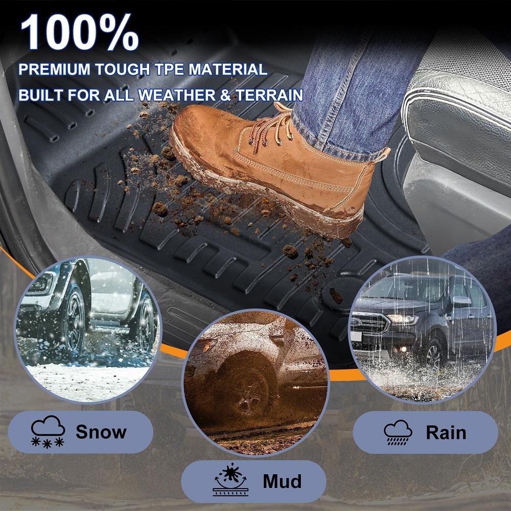 TPE 3D Коврики для пола Коврик для ног для Ford Ranger T6 T7 T8 2012-2025 Ranger Raptor Двойная кабина 4x4 Пикап Аксессуары для интерьера Коврик для пола
