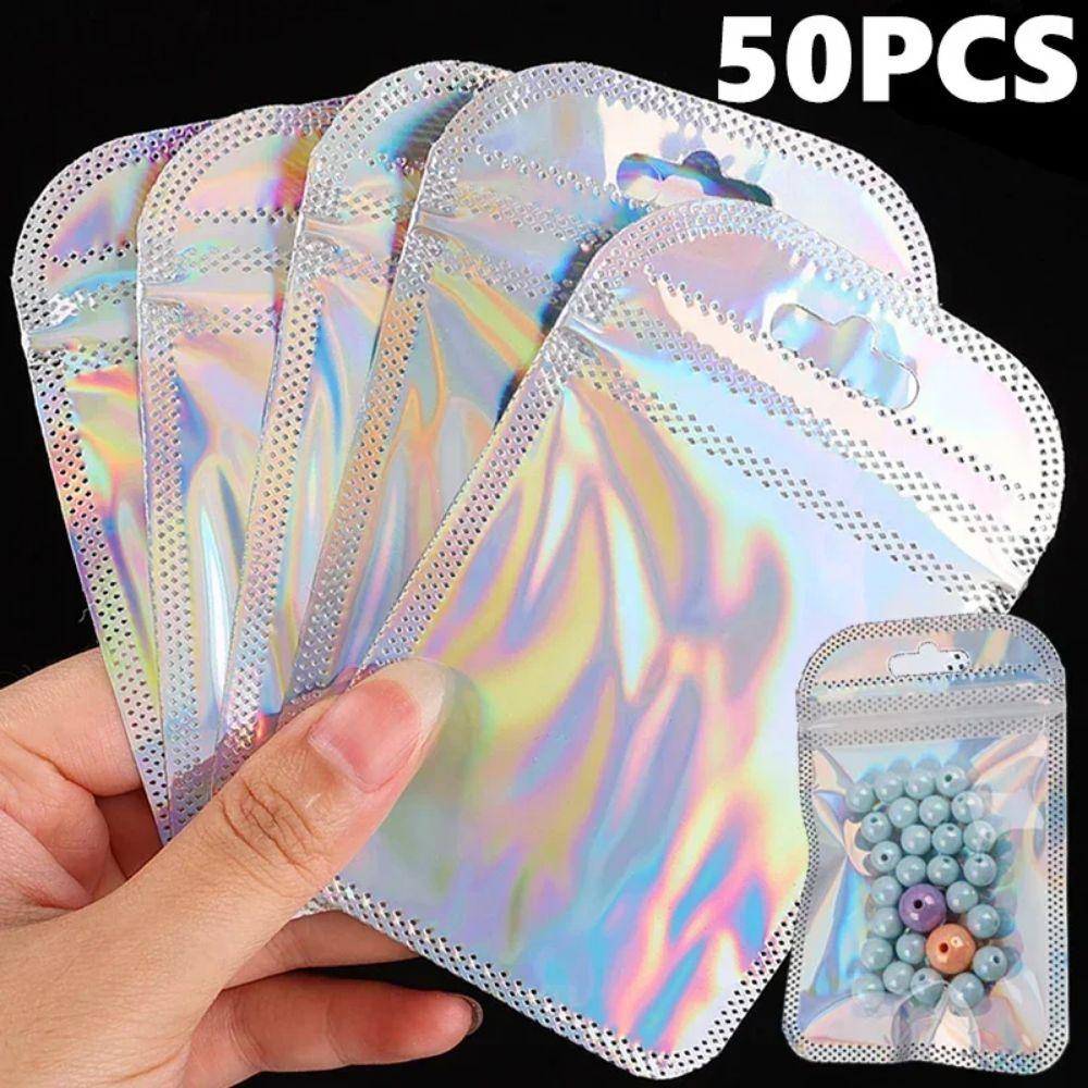 50Pcs Earrings Rings Necklace Display Plastic Organizer Bag Pouch Jewelry Packaging Bags
