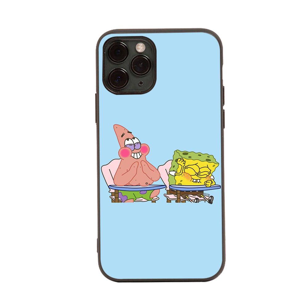 PB10 SpongeBob and Patrick Black Sofe Case for OPPO Reno 8 6 5 4 Pro Plus Find X3 A17 A3 A31 A38 A40 A53 A54 A55 A74 A76 A78 A77 A80 A94 A95 A96 Lite