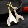 Брошь с двойным оленем, микроинкрустация цирконами, женская, натуральный дизайн с узором «рябчик», простая форма, атмосферная булавка, Yilu Has Your Accessories