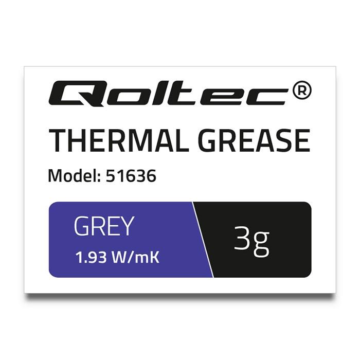 Термопаста Qoltec 1.93 Вт/м-К | 3 г | Серая