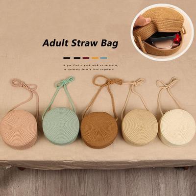Модные круглые соломенные сумки для женщин, летняя тканая пляжная сумка ручной работы, сумка через плечо, богемная сумка-мессенджер, сумка
