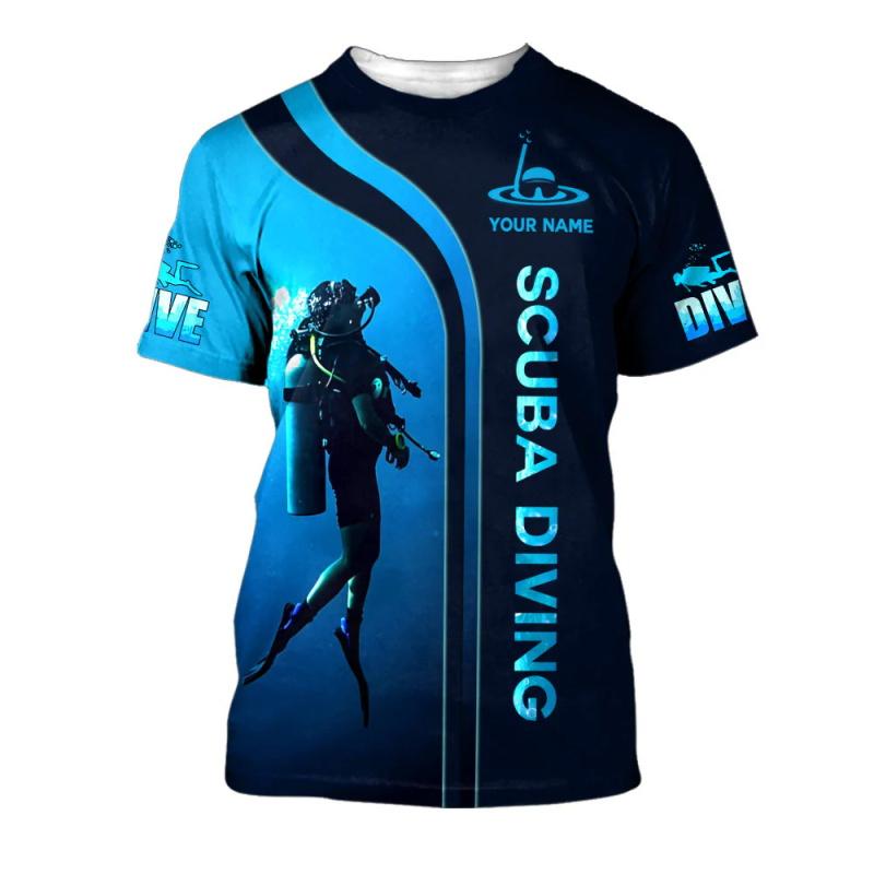 3D Принт Дайвер Футболки Топы Лето Короткий Рукав Повседневная Футболка для Подводного Плавания для Мужчин Одежда Мужская Футболка