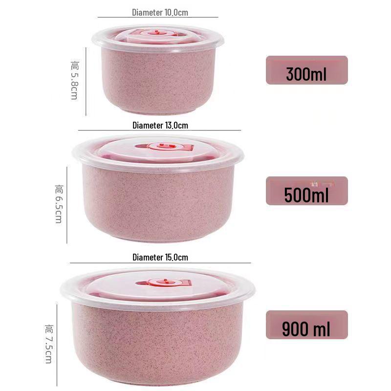 Набор мисок для сохранения свежести из пшеничной соломы, три штуки с крышками, герметичные контейнеры для хранения продуктов, экологичный подарочный набор