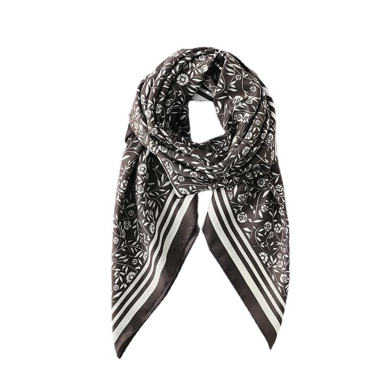 New Women Printing Square Scarf Satin Imitated Silk Hair Tie Fashion Elegance Office Hijab 90cm*90cm