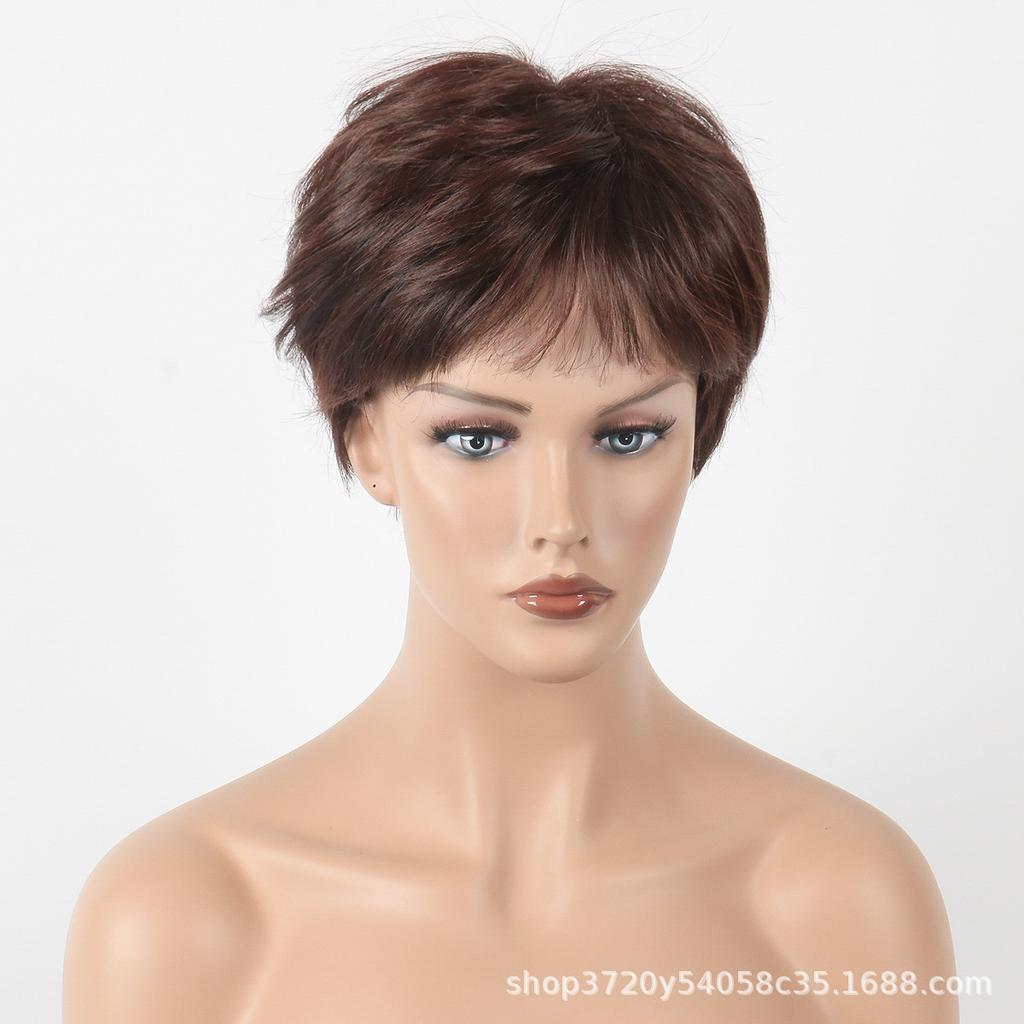 Европейские и американские парики женские короткие волосы, ржаво-коричневые белые женские повседневные парики из химического волокна