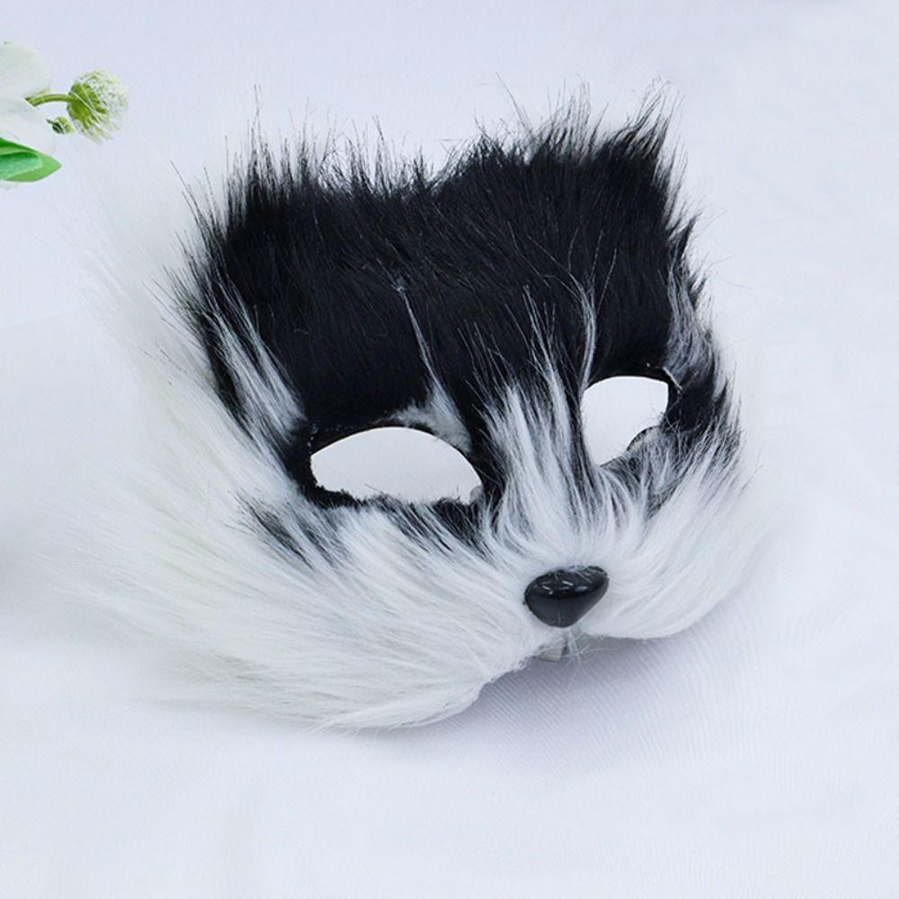 Realistic Half Face Mask Cartoon Masquerade Mask Funny Plush Cat Mask  Carnival Party