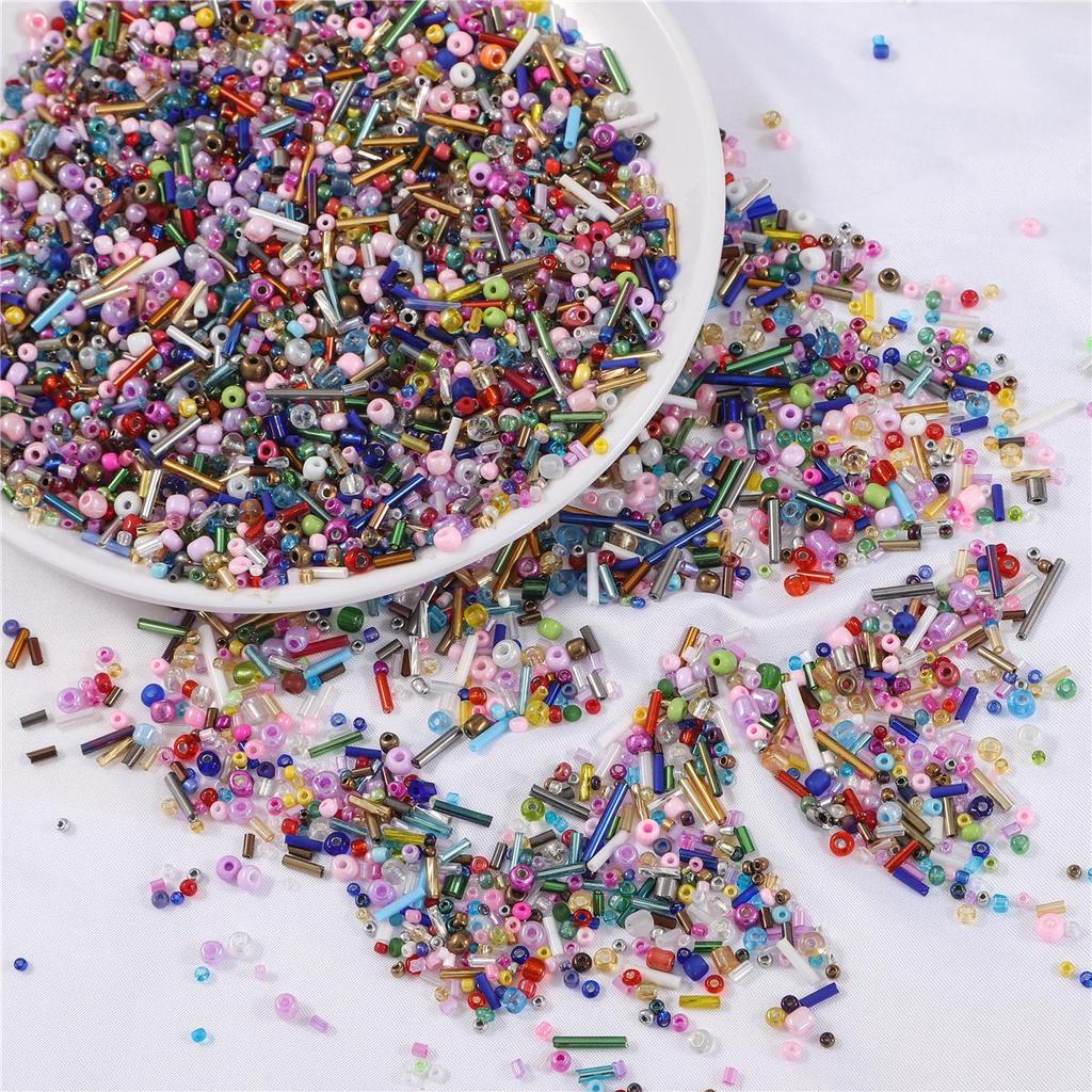 15000pcs Mixed Shapes Sizes Glass Seed Beads Multi Colors Round Bugle Glass Bead For DIY Jewellery Craf Making Garment Beading Embroidery Accessories