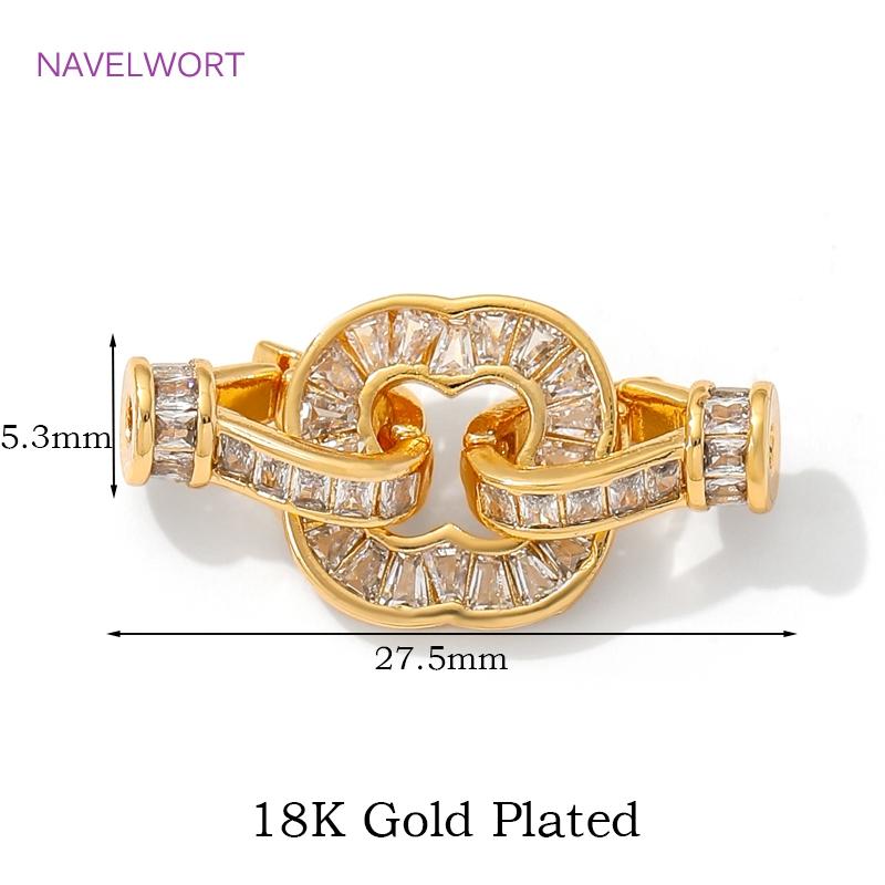 Роскошные позолоченные 18K коннекторы и застежки, с замками-застежками с цирконами, Крепежи для браслетов, Фурнитура для изготовления DIY ожерелий и украшений