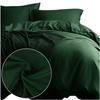 Cotton bedding 220x200, natural satin weave, smooth, bottle green