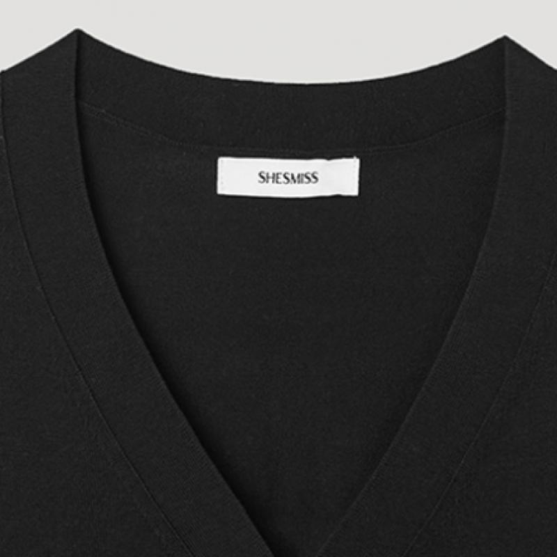 She S miSS Натуральный кардиган с V-образным вырезом SSkcdp11030 Bk