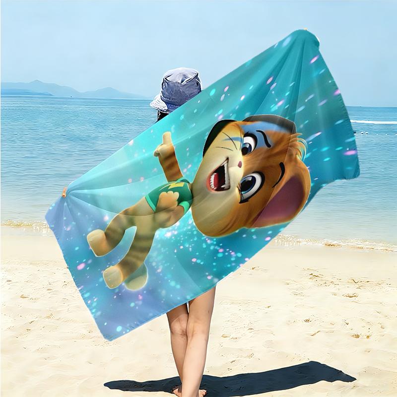 1Pc Cat Adventure Beach Towel Microfiber Beach Towel Thin Absorbent For Beach Swimming Yoga Bath Sports 0917266