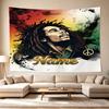 Bob Marley Reggae Music Peace Personalized Name Polyester Wall Hanging Tapestry, Aesthetic Home Decor for Bedroom Dorm Photo Backdrop