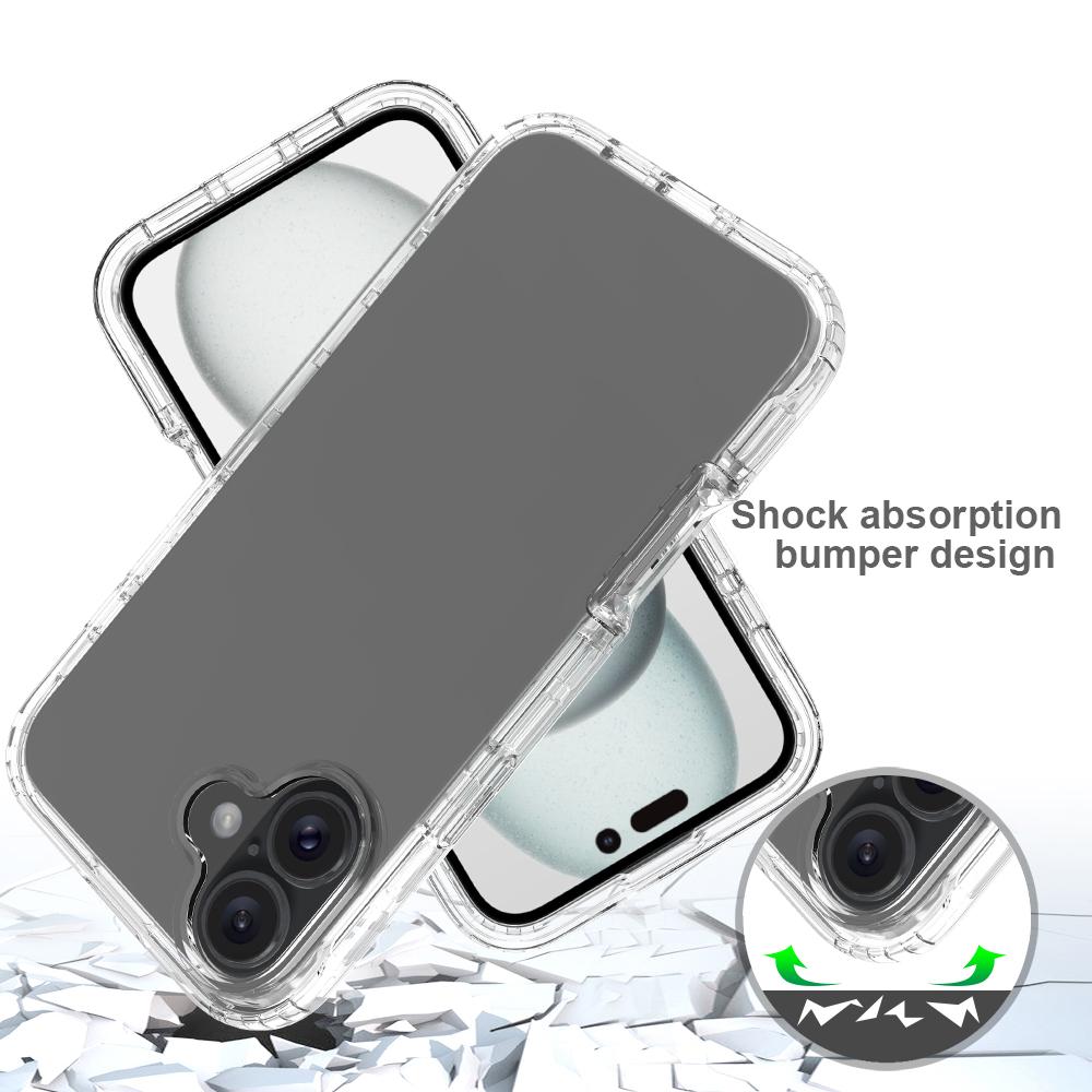 For iPhone 16 Plus Case TPU+PC Full Protection Shockproof Phone Cover with PET Screen Guard