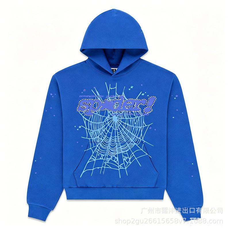 Mens Heavyweight 450g Cotton Hoodie With 3D Puff Print Spider Streetwear Loose Fit Pullover Sweatshirt