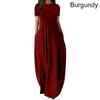 Women Casual Loose O-Neck Long Dresses Short Sleeve Summer Beach Dress Elegant Evening Party Dress