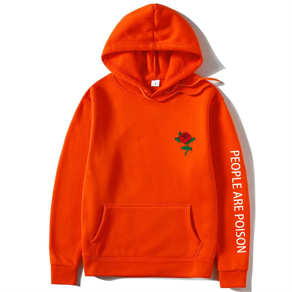 2023 Autumn Winter New Hoodie Men Fashion Red Rose Flower Sweatshirt with Print Autumn Winter Streetwear Men Women Casual Pullover Hoody Male