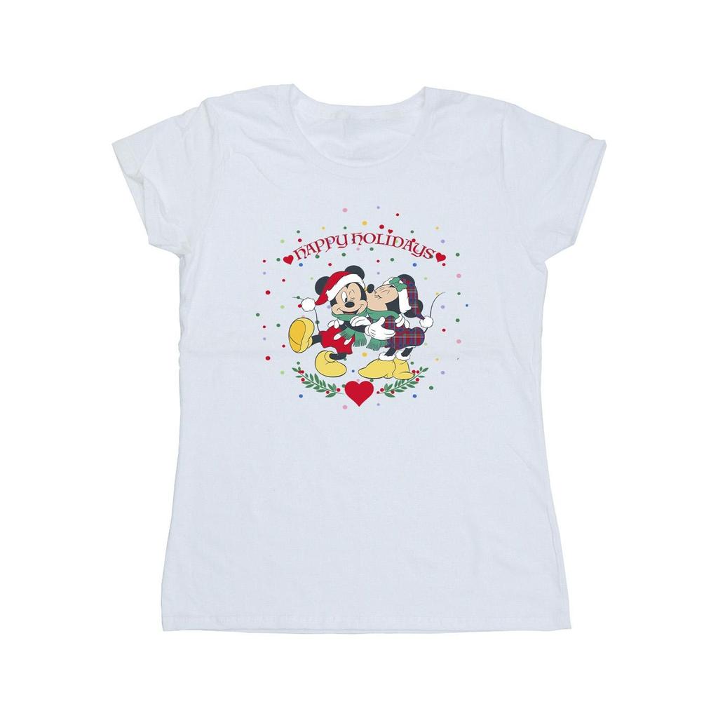 Disney Womens/Ladies Mickey Mouse Mickey Minnie Christmas Cotton T-Shirt
