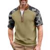 Мужская летняя футболка камуфляжной расцветки в стиле кэжуал, спортивный дышащий топ с воротником на молнии