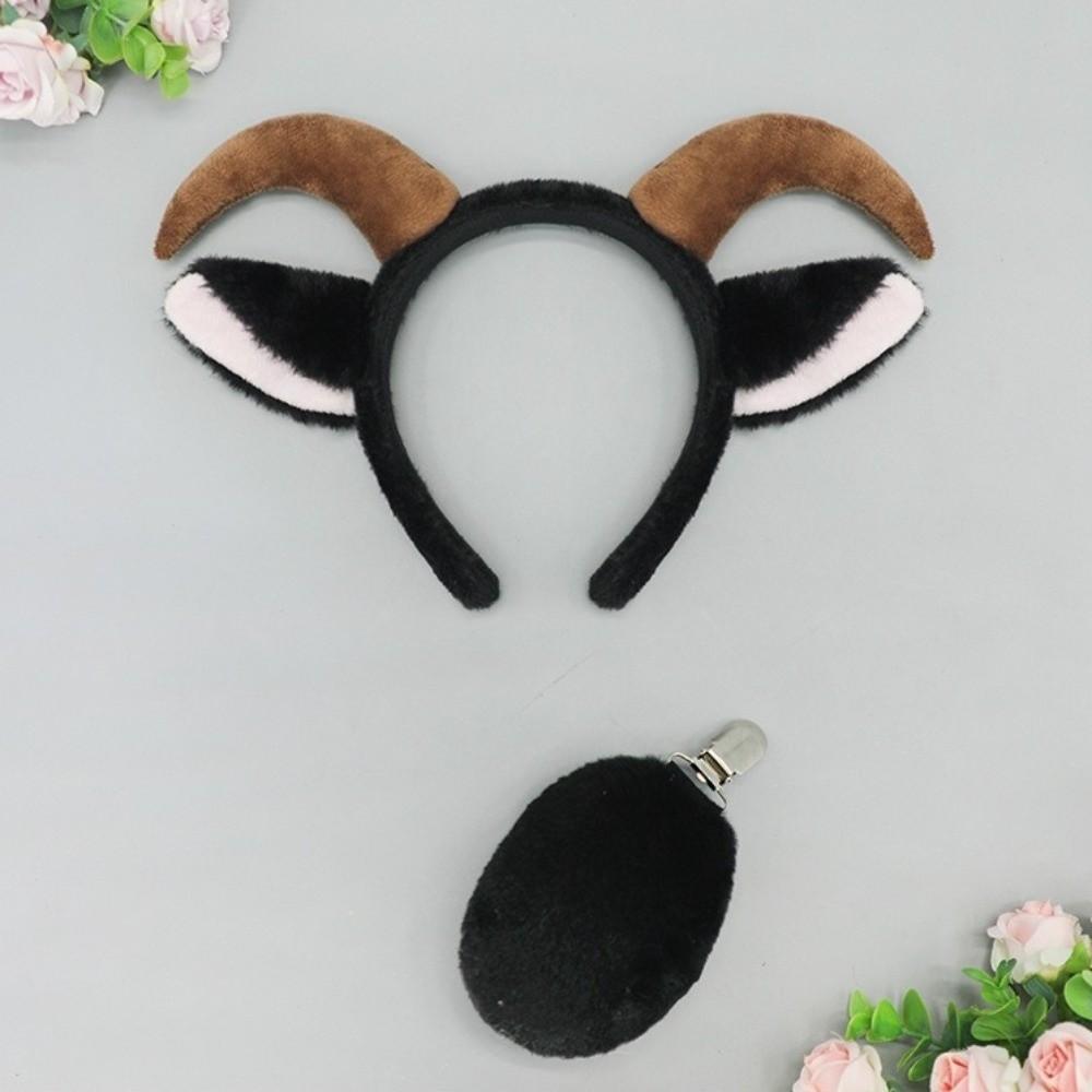 Soft Sheep Horn Hair Band Cute Lamb Cosplay Tail Furry Goat Ears Headband Photo Props