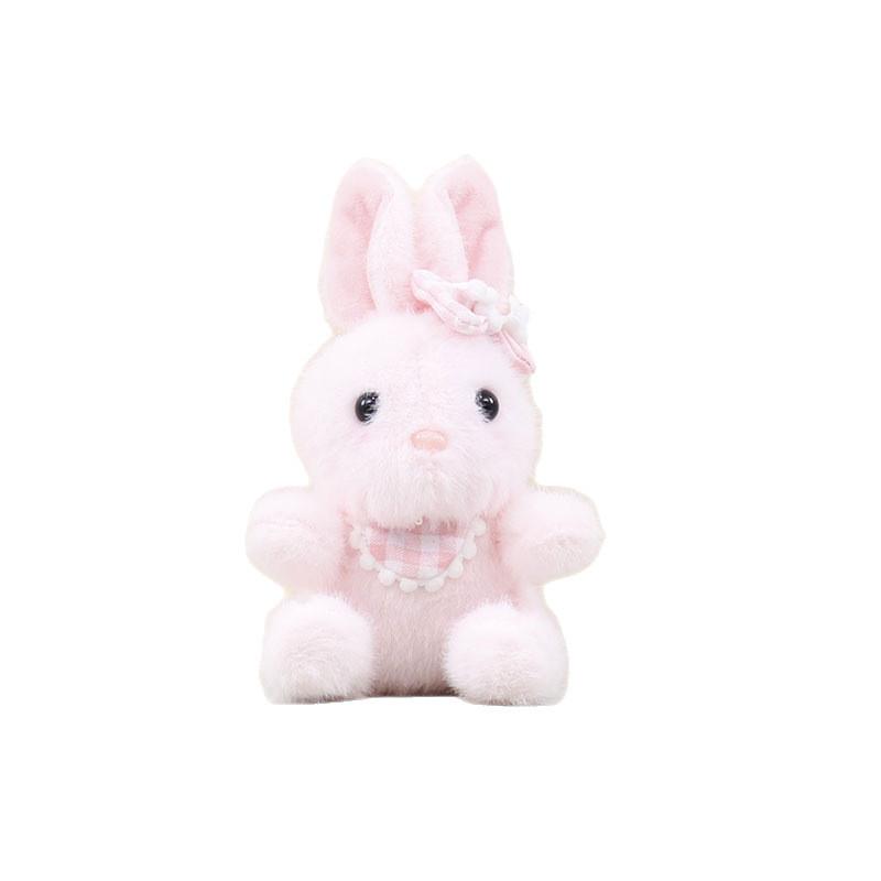 Rabbit Bow Wearing Plush Pendant Cartoon Toy Doll Bag Keychain Pp Cotton Filling
