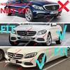 Front Bumper Lip Body Kit Spoiler Splitters for Mercedes C Class W205 S205 C180 C200 C220 C250 C300 2015-2018 Gloss Black ABS