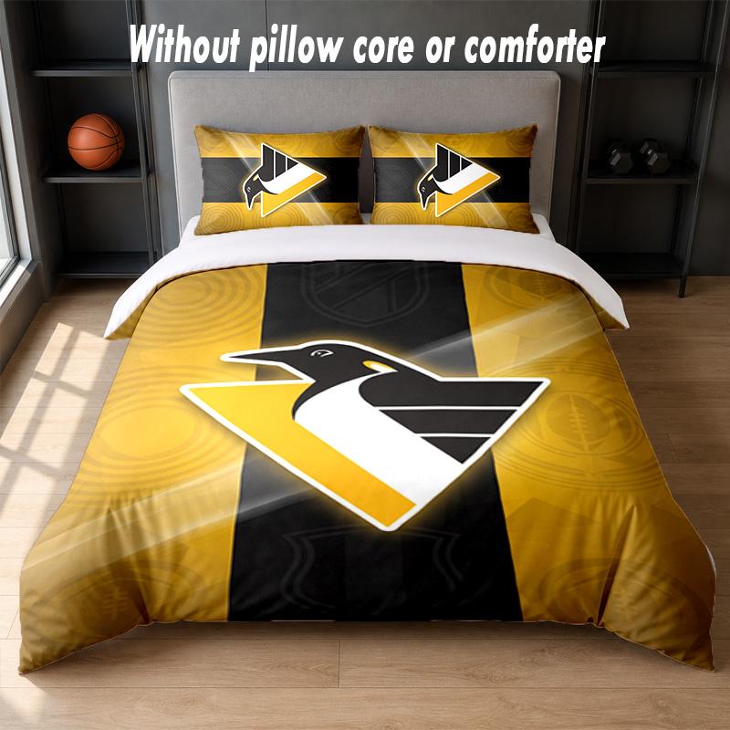 Дизайн Pittsburgh Penguins Постельное белье Комплект 1 пододеяльник + 2 наволочки Мягкое дышащее домашнее постельное белье