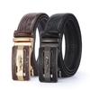 Men's Leather Belt Automatic Buckle Crocodile Pattern Belt Blue Business Casual Belt