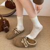 New One-pedal Bag Head and Half Slippers, Wearing Boken Single Shoes 2025 Autumn Retro Embroidered Flat-soled Boken Shoes for Women