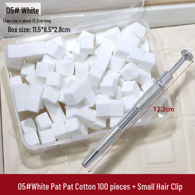 Mini Tofu Block Sponge Nail Art Tool Set: Gradient Ombre Blush Nails with Metal Grabber Clips