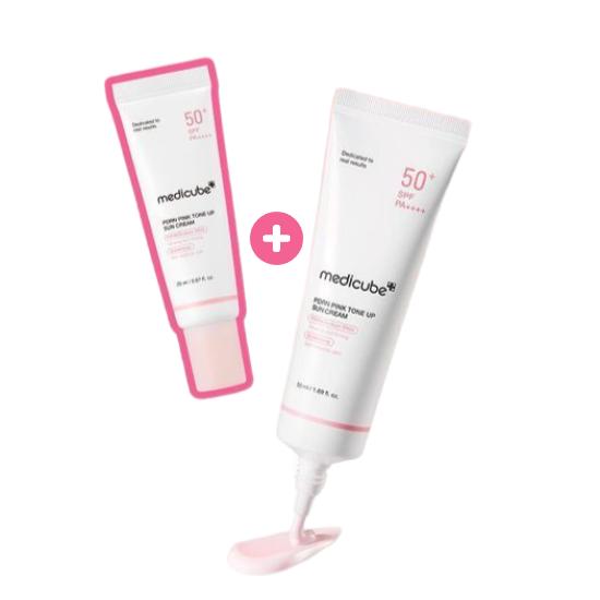 Medicube PDRN Pink Tone-Up Sun Cream SPF50+ PA++++ – Brightening UV Protector (50ml + 20ml)