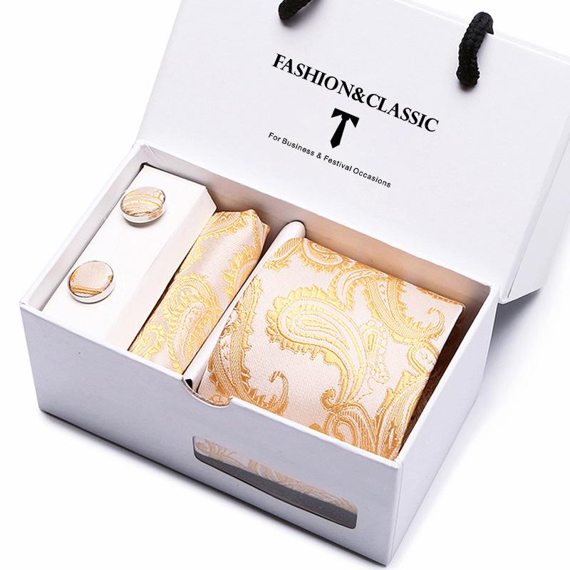 Мужской галстук в подарочной коробке, набор из 5 предметов, групповой галстук, деловой, свадебный галстук