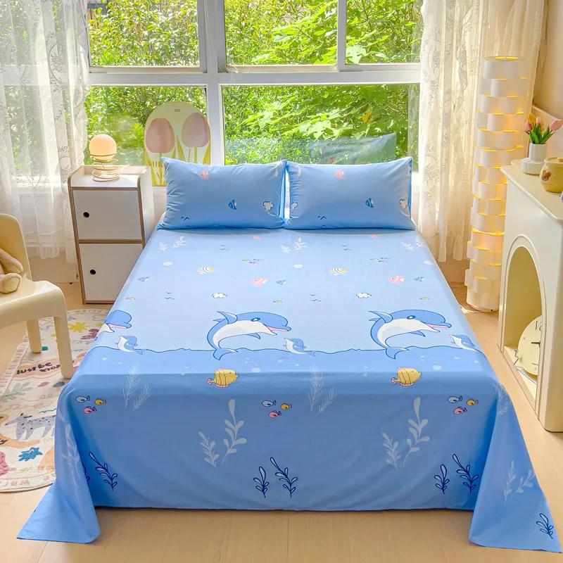 Cartoon Astronaut Bed Sheet Set for Kids Boys Soft Skin-friendly Cotton Bedding Set 3Pcs Rocket Spaceship Bed Sheets Pillowcases