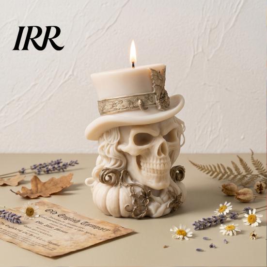 DIY Skull Candle Mold 3D Cowboy Silicone Mold, Halloween Skeleton for Epoxy Flexible Resin, Making, Soap, Clay, Wax Casting, Home Decor