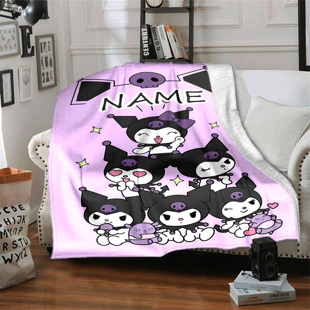 Customizable Kuromi8 Throw Blanket – Personalized Name, All-Season Cozy Snug Blanket, Machine Washable, Personalized Blanket