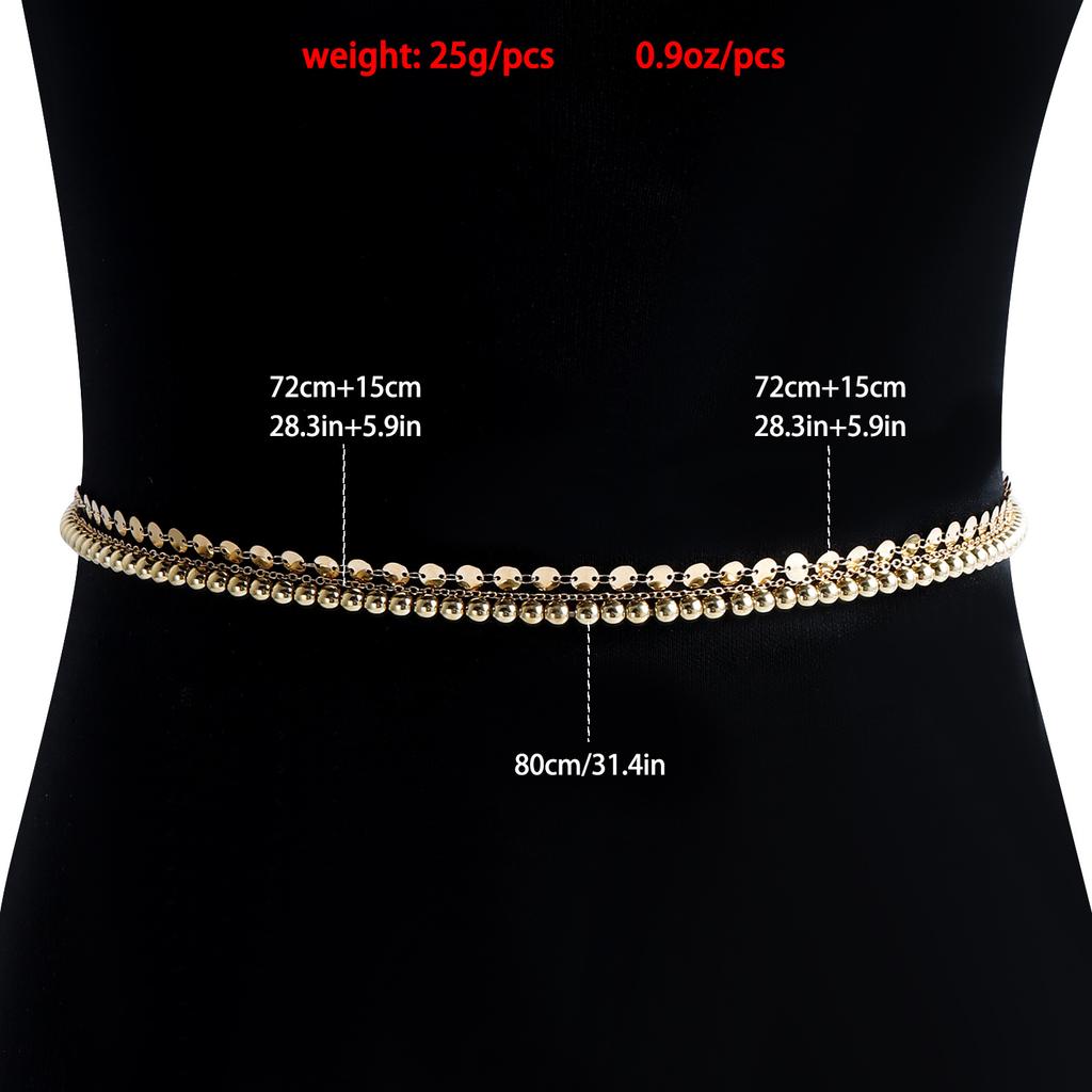Accessories, Simple And Personalized Multi-Layer Beaded Chain Belt, Retro Punk Sequined Waist Chain For Women
