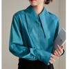 Pointed Collar Shirt for Women Loose Professional Women's Drape Shirts Solid Color Long Sleeve Office Lady's Commute Top
