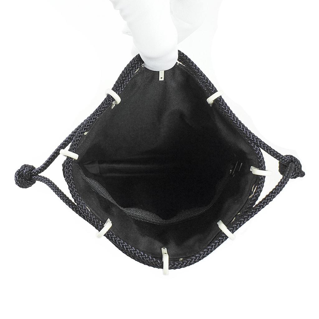 Inden Cut Bag Drawstring Bag with Gusset Deerskin Black X White Lacquer Dragonfly Pattern [Inden-ya] 3005-11-008