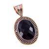 Natural Black Onyx Gemstone 925 Solid Sterling Silver TwoTone Pendant 1.50" R3u79
