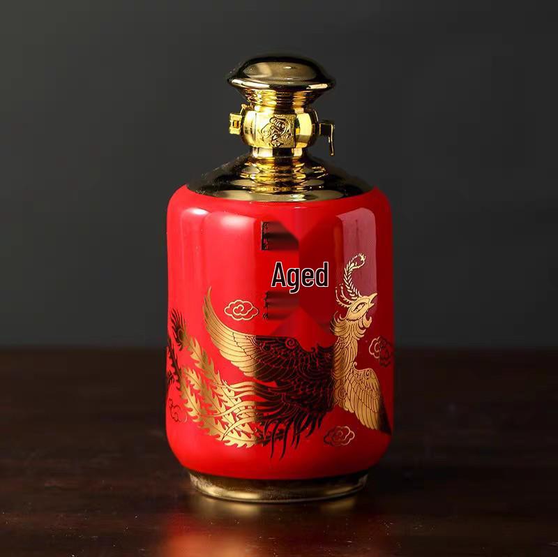 Керамическая винная бутылка «Дракон и Феникс», емкость 2 цзиня, герметичный набор для ликера с выдержанным винным горшком