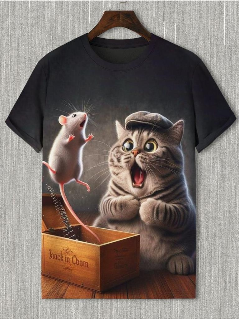 Забавный лазерный кот динозавр арт 3D печатные мужские футболки мужские и женские футболки с коротким рукавом и круглым вырезом свободные повседневные топы с героями мультфильмов