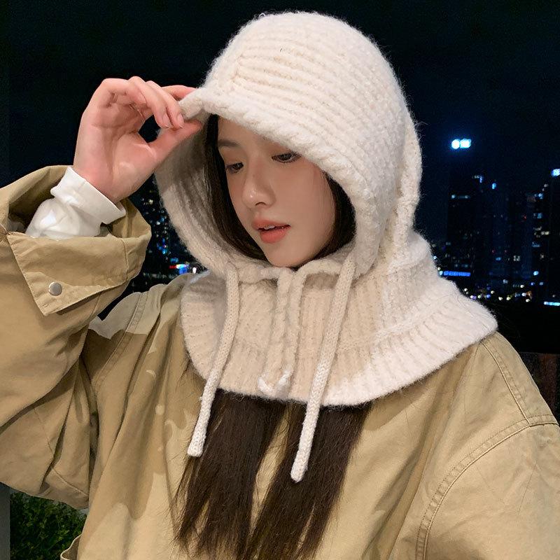 Ear Protection Knitted Hat Women's Autumn and Winter Windproof Plush Thread Lei Feng Hat