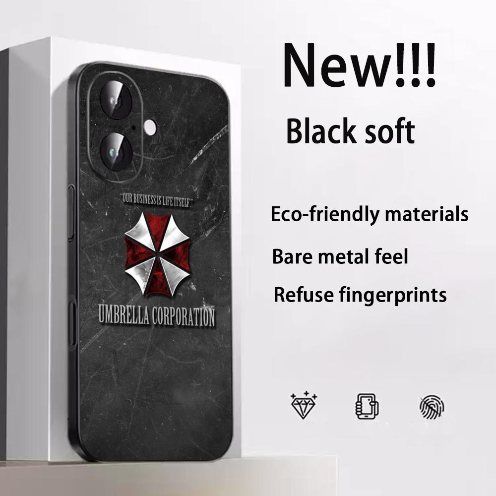 Классический Злой Зонт крутой дизайн узора Чехол для телефона Для iPhone 17 16 15 14 13 12 Plus Mini Pro Max Мягкий черный Ударопрочный чехол