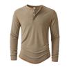 Men'S Button Up Long Sleeved Fashionable Casual Sports Top