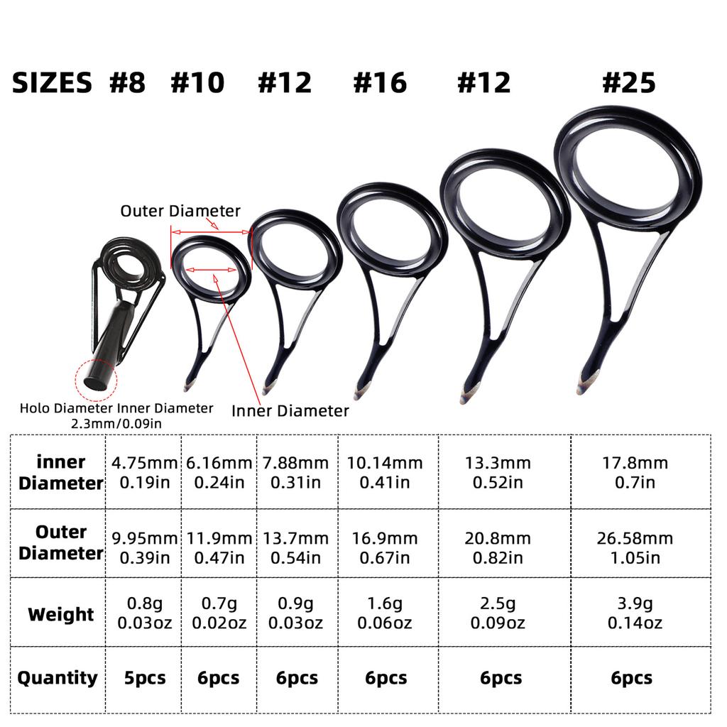 35 шт. Ремкомплект удочки Керамические направляющие для удочки из высокоуглеродистой стали